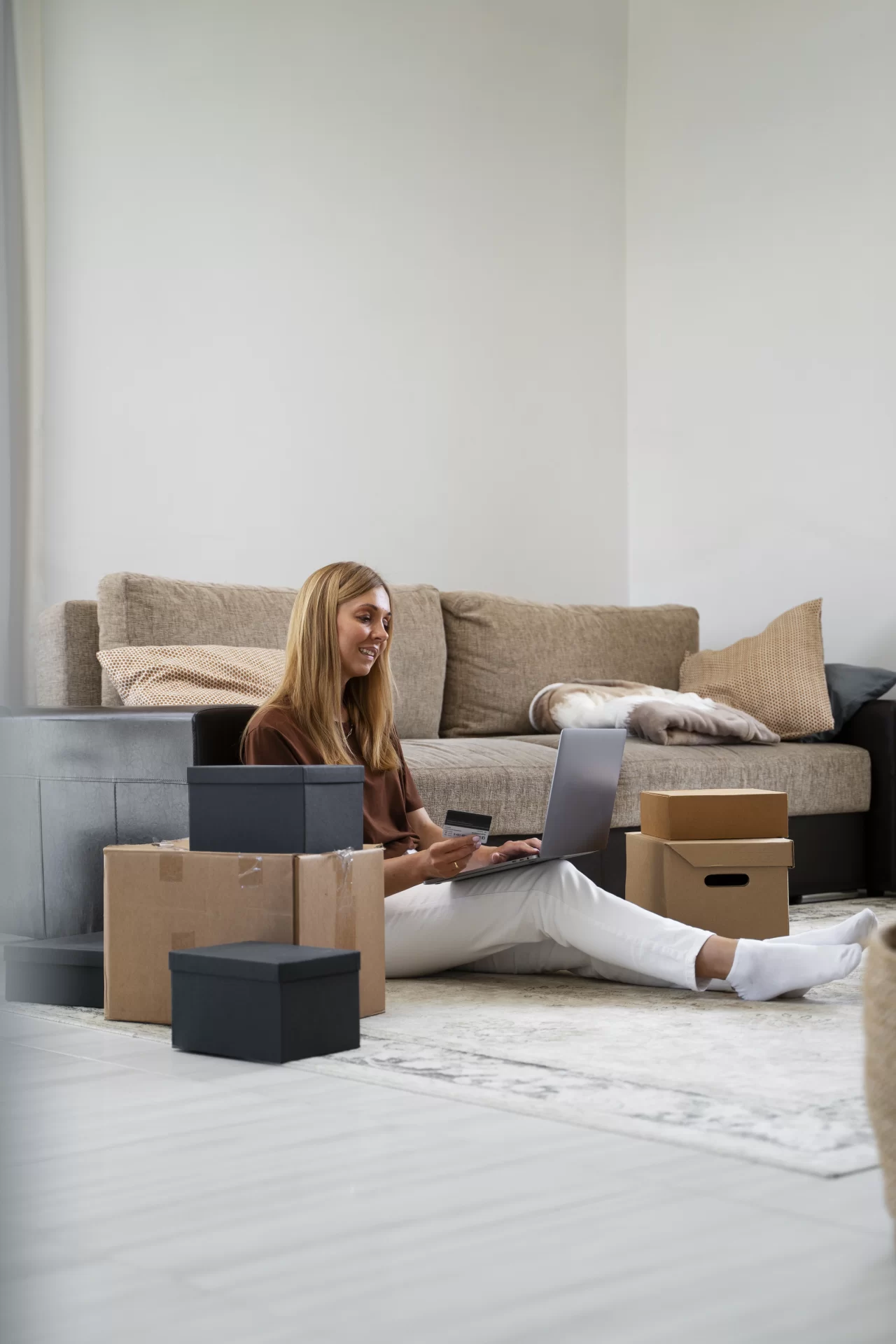 young woman choosing perfect moving day